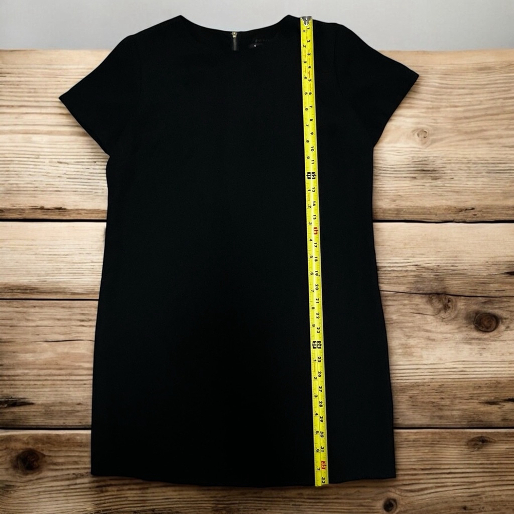Lulus Black Shift Dress Medium Short Sleeve Gold Zipper Back Casual Chic - Picture 9 of 15